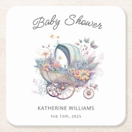 Posavasos Cuadrado De Papel Fairy Baby Stroller Baby Shower