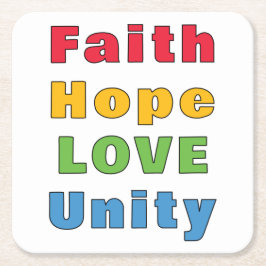 Posavasos Cuadrado De Papel Faith Hope Love Unity