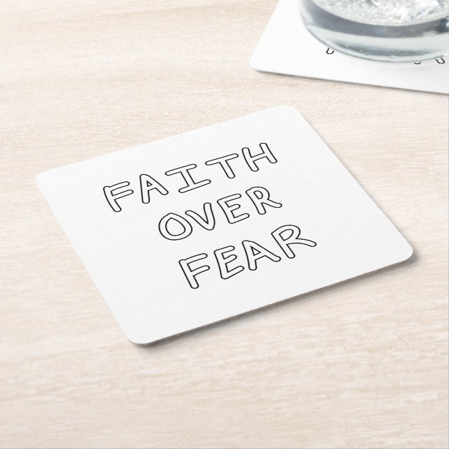 Posavasos Cuadrado De Papel Faith over Fear (En perspectiva)