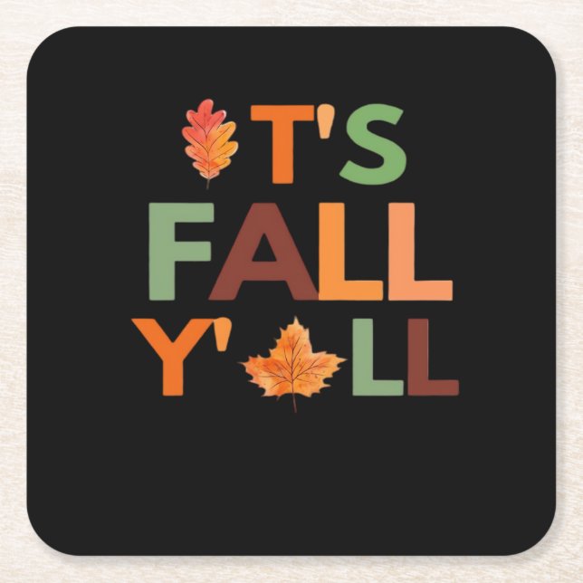 Posavasos Cuadrado De Papel Fall Autumn Season Collection It’s Fall Y’all (Anverso)