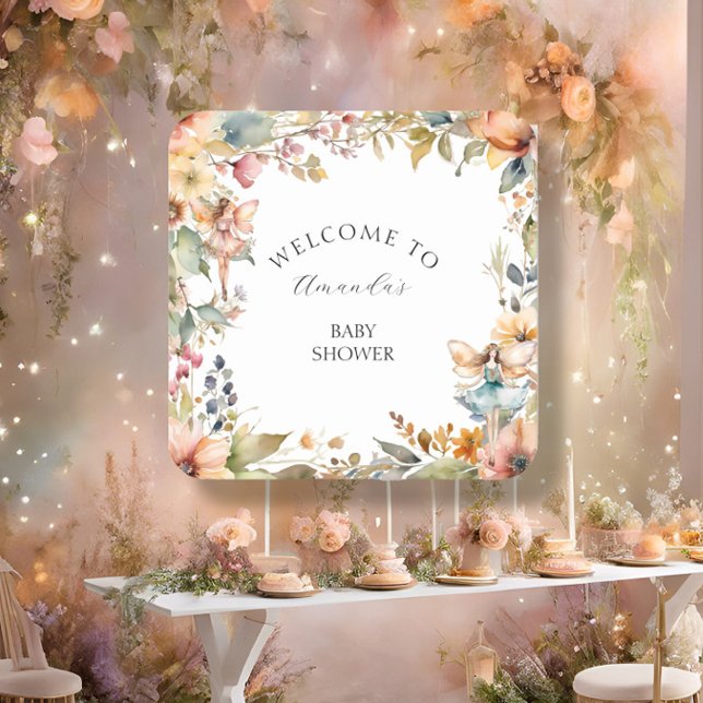 Posavasos Cuadrado De Papel Fall Fairy Floral Garden Otoño Baby Shower (Subido por el creador)