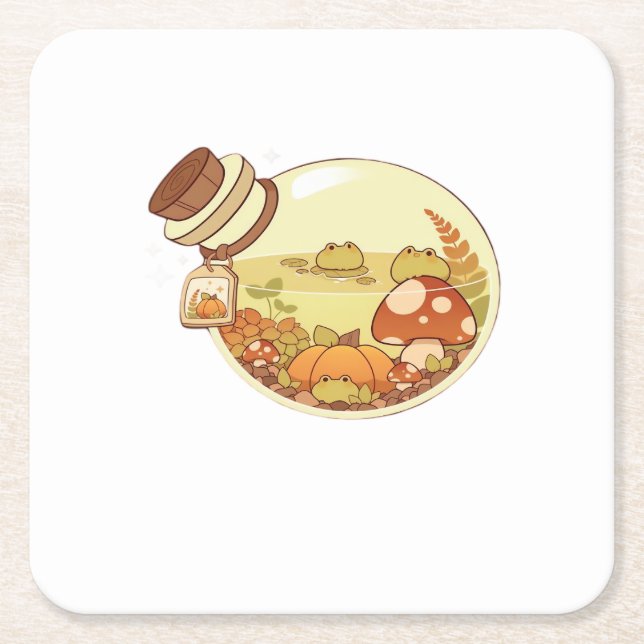 Posavasos Cuadrado De Papel Fall Potion With Froggies Classic (Anverso)