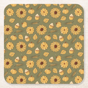 Posavasos Cuadrado De Papel Fall Pumpkin Spice Halloween Thankcome