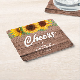 Posavasos Cuadrado De Papel Fall Sunflower | BABY SHOWER