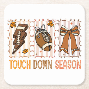 Posavasos Cuadrado De Papel Fall Vintage Football Day