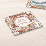 Posavasos Cuadrado De Papel Fall Watercolor Floral Baby Shower<br><div class="desc">Una elegante caverna floral personalizada de fiesta de ducha de bebé con un patrón floral de terracota de moda boho. Perfecto para tu ducha de bebé con temática otoñal. Diseñado para ti por Blackberry Boulevard.</div>