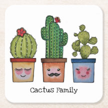 Familia Cute Cactus En Acuarela