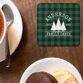 Posavasos Cuadrado De Papel Familia de Cabina Nombre Búfalo Verde