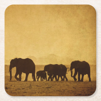Posavasos Cuadrado De Papel Familia del elefante