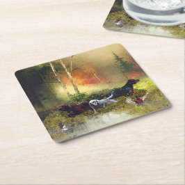 Posavasos Cuadrado De Papel Familia Setters