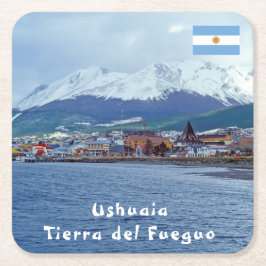 Posavasos Cuadrado De Papel Famosa Ushuaia - Tierra del Fuego, Argentina