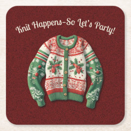 Posavasos Cuadrado De Papel Famosos Navidades Sweater Holiday Party