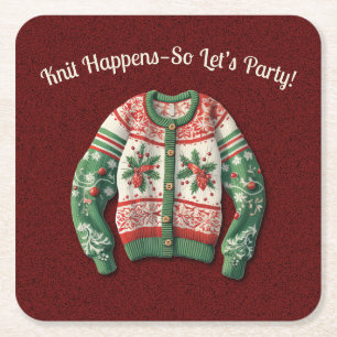 Posavasos Cuadrado De Papel Famosos Navidades Sweater Holiday Party