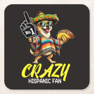 Posavasos Cuadrado De Papel Fan hispano loco - Chihuahua mexicano orgulloso di
