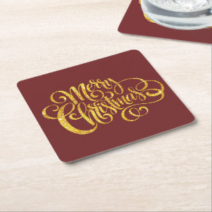 Posavasos Cuadrado De Papel Fancy Feliz Navidad