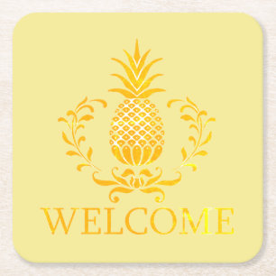 Posavasos Cuadrado De Papel Fancy Pineapple Welcome
