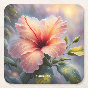 Posavasos Cuadrado De Papel Fantasía dulce delgado hibiscus flor
