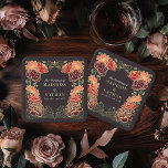 Posavasos Cuadrado De Papel Fantasía Encantada Boda de Jardín Floral<br><div class="desc">Elegante,  caprichoso,  fantástico diseño de bodas en el jardín floral encantado,  perfecto para una celebración encantadora con temática forestal. Este diseño presenta elementos florales en un marco de hojas verdes y acentos dorados. Artículos coincidentes en nuestra tienda para un tema fiesta completo.</div>