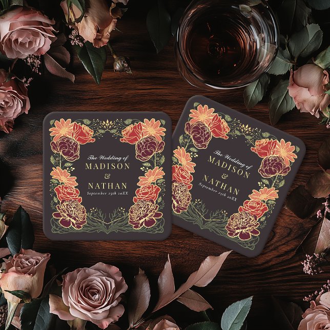 Posavasos Cuadrado De Papel Fantasía Encantada Boda de Jardín Floral (Subido por el creador)