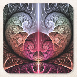 Posavasos Cuadrado De Papel Fantasía irreal abstracta arte fractal