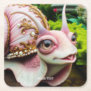 Posavasos Cuadrado De Papel Fantasía Perlas de Caracol Rosa