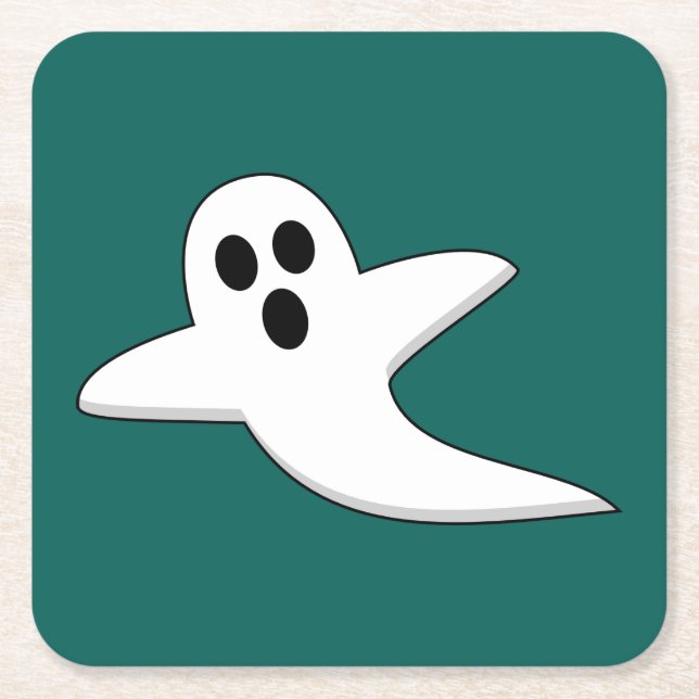 Posavasos Cuadrado De Papel Fantasma Adorable (Anverso)
