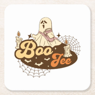 Posavasos Cuadrado De Papel Fantasma Boo-Jee Halloween divertido