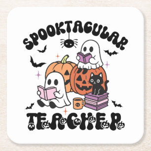 Posavasos Cuadrado De Papel Fantasma de Halloween