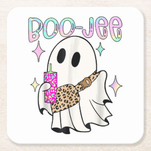 Posavasos Cuadrado De Papel Fantasma de Halloween Divertido Boo Jee