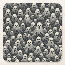 Posavasos Cuadrado De Papel Fantasmas