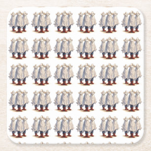 Posavasos Cuadrado De Papel Fantasmas de Cowboy occidentales espantaron el pat