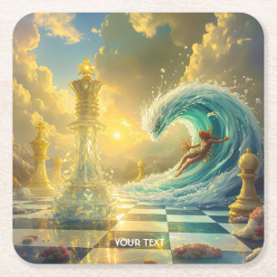 Posavasos Cuadrado De Papel Fantasy Cute Chess Clouds Wave