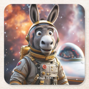 Posavasos Cuadrado De Papel Fantasy Cute Donkey Astronauta