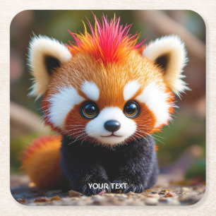 Posavasos Cuadrado De Papel Fantasy Cute Panda Red Hai