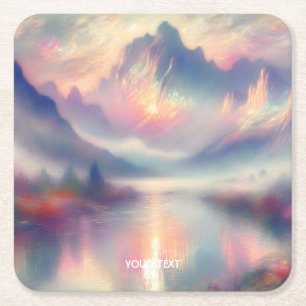 Posavasos Cuadrado De Papel Fantasy Cute Pastel Pearl Watercolor