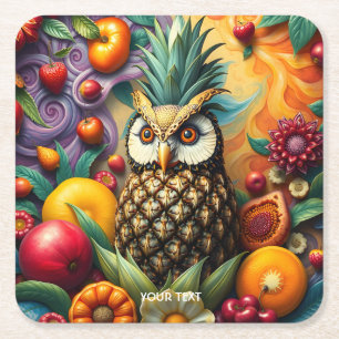 Posavasos Cuadrado De Papel Fantasy Cute Serene Pineapple Owl