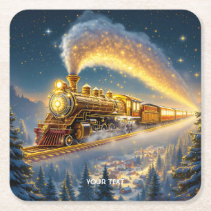 Posavasos Cuadrado De Papel Fantasy Cute Sky Train Village