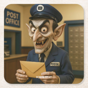 Posavasos Cuadrado De Papel Fantasy Cute Strange Postal Worker