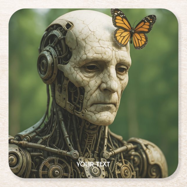 Posavasos Cuadrado De Papel Fantasy Cute Surrealism Butterfly Face (Anverso)