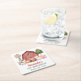 Posavasos Cuadrado De Papel Farm Animals, Cute Animals, Barn, First Birthday