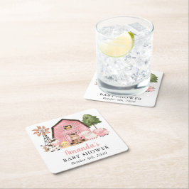 Posavasos Cuadrado De Papel Farm Animals, Cute Animals, Pink Barn, Baby Shower