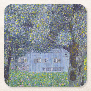 Posavasos Cuadrado De Papel Farmhouse, Gustav Klimt
