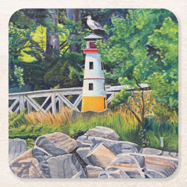 Posavasos Cuadrado De Papel Faro de Echo Point (Anverso)