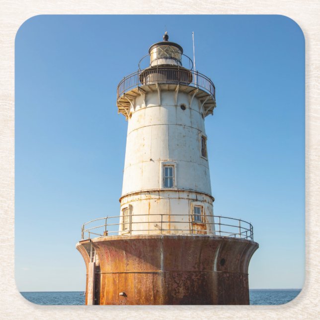 Posavasos Cuadrado De Papel Faro de la isla Hoopers (Anverso)
