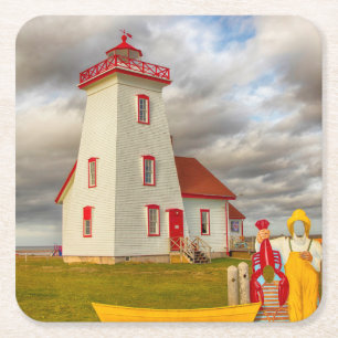 Posavasos Cuadrado De Papel Faro de las Islas Maderas