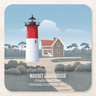 Posavasos Cuadrado De Papel Faro de Nauset