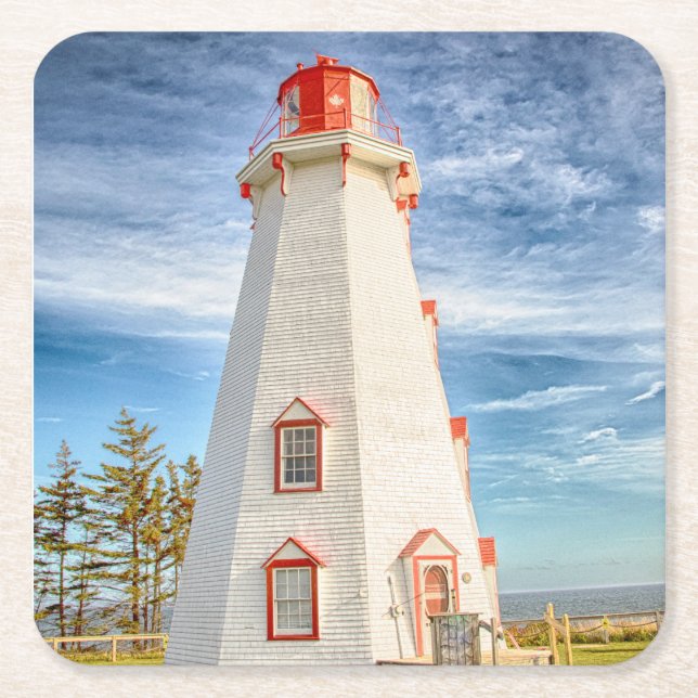 Posavasos Cuadrado De Papel Faro de Panmure Island (Anverso)