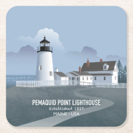 Posavasos Cuadrado De Papel Faro de Pemaquid Point