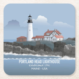 Posavasos Cuadrado De Papel Faro de Portland Head