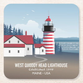 Posavasos Cuadrado De Papel Faro de West Quoddy Head